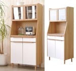 【日本製】ナチュラル×ホワイト カップボード 80cm幅 【日本製】ナチュラル×ホワイト カップボード 80cm幅